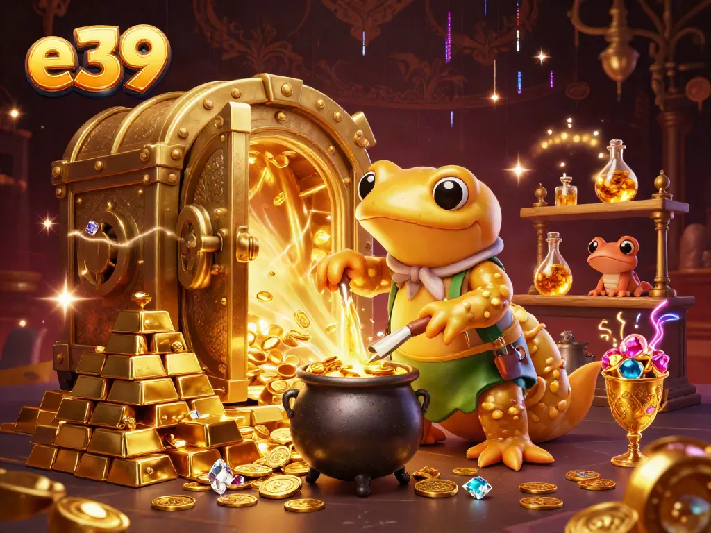 Explore e39's vibrant casino experience with alchemists and treasures in a dynamic setting.