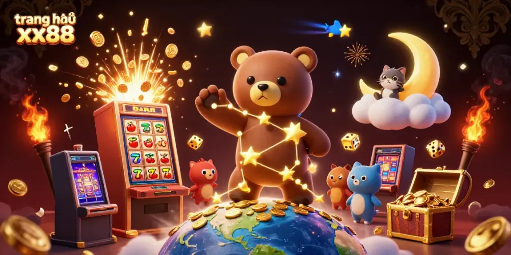 Experience the excitement of gaming on trang chủ xx88 with vibrant, dynamic casino characters and elements.