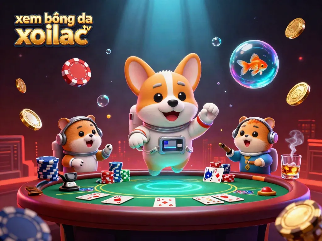 Xem bóng đá xoilac tv features a playful scene in a zero gravity casino highlighting exciting gaming moments.