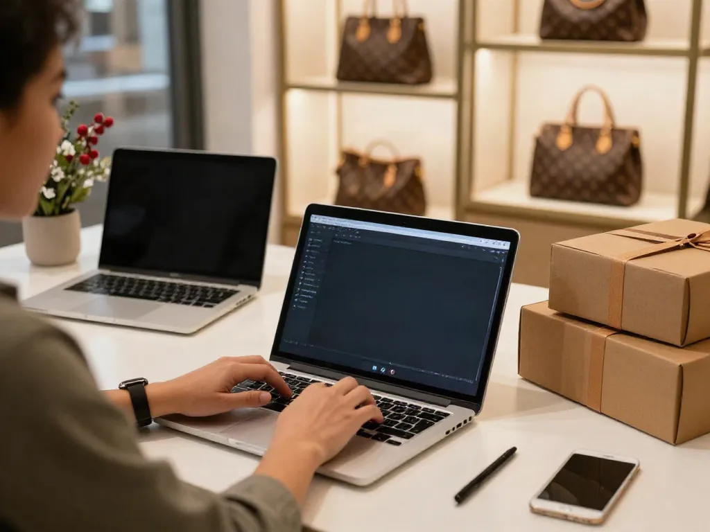 Online shopping for premium replica bags on e-commerce platform.