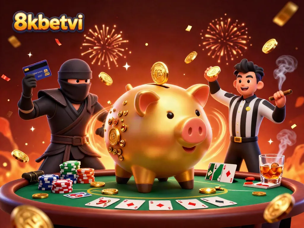 Experience exciting wins at 8xbetvi with a dynamic casino scene featuring unique characters and rich game elements.