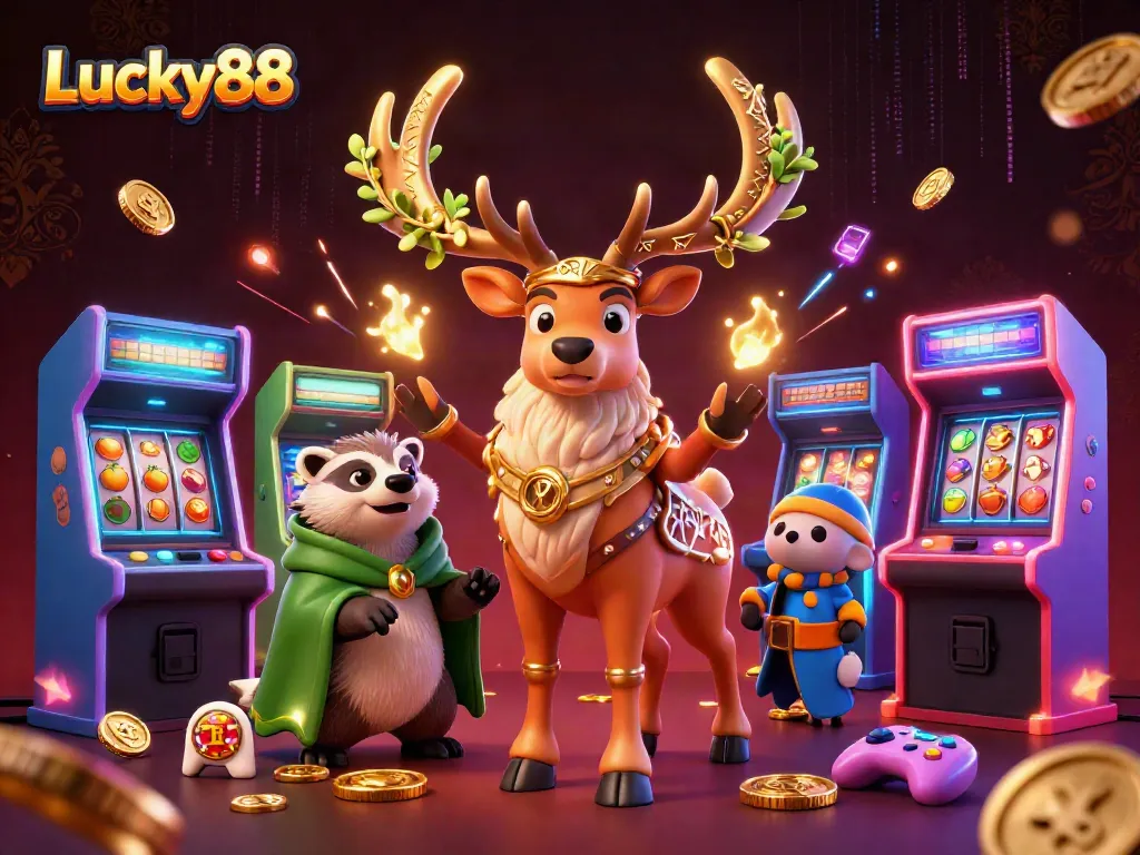 Experience vibrant gaming action with Lucky88 in a detailed 3D casino scene full of energy.