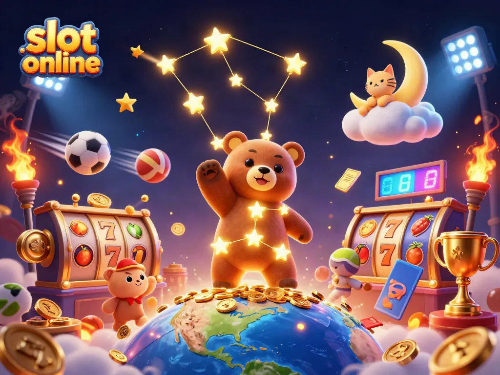 Engage with exciting slot online games and treasures in this vibrant casino illustration.
