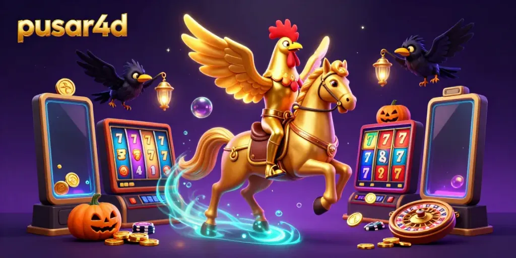 Experience the thrill of pusar4d with dynamic casino adventures and vibrant slot games in this engaging illustration.
