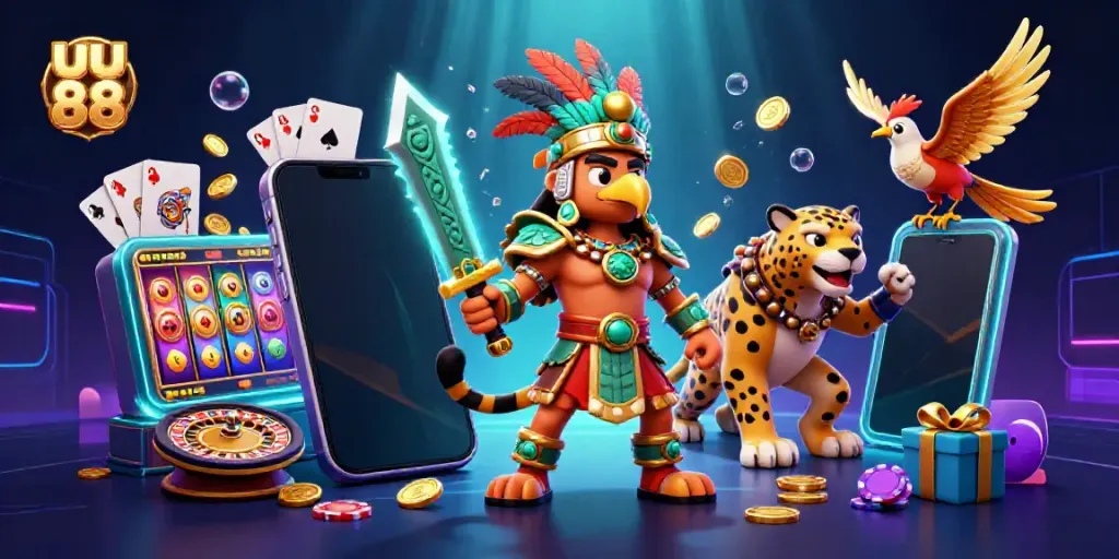 Engage with uu 88 through an action-packed slot adventure with Aztec warriors in a vibrant 3D scene.