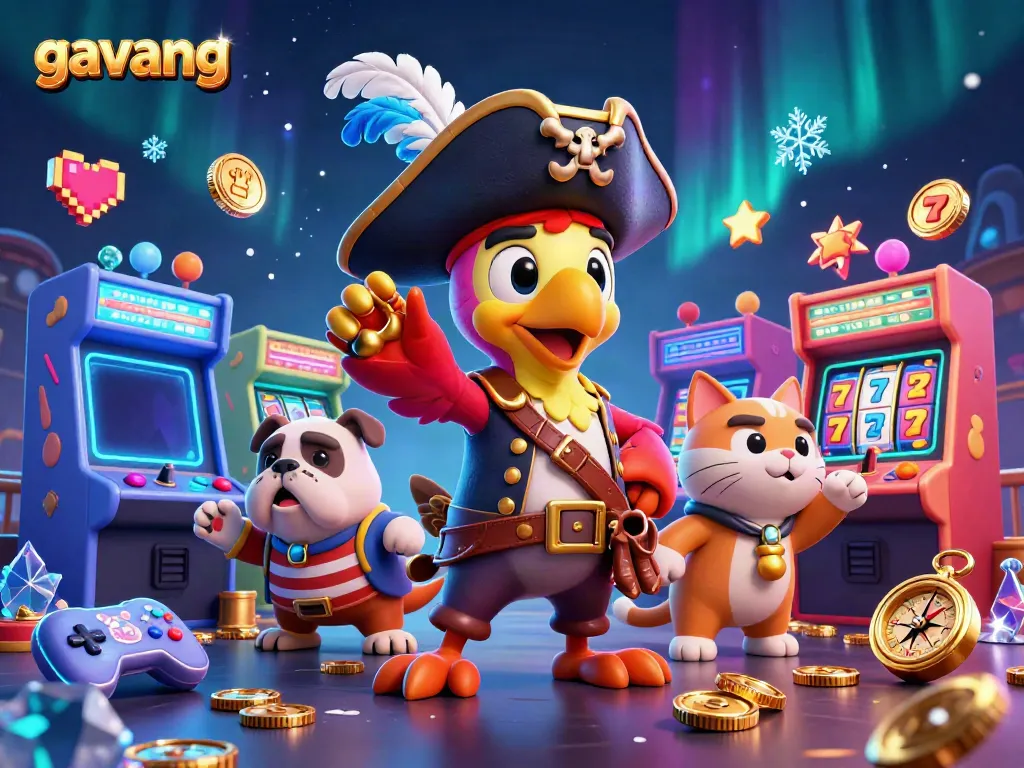 Engage in thrilling gameplay with gavang-themed characters amid vibrant casino elements.