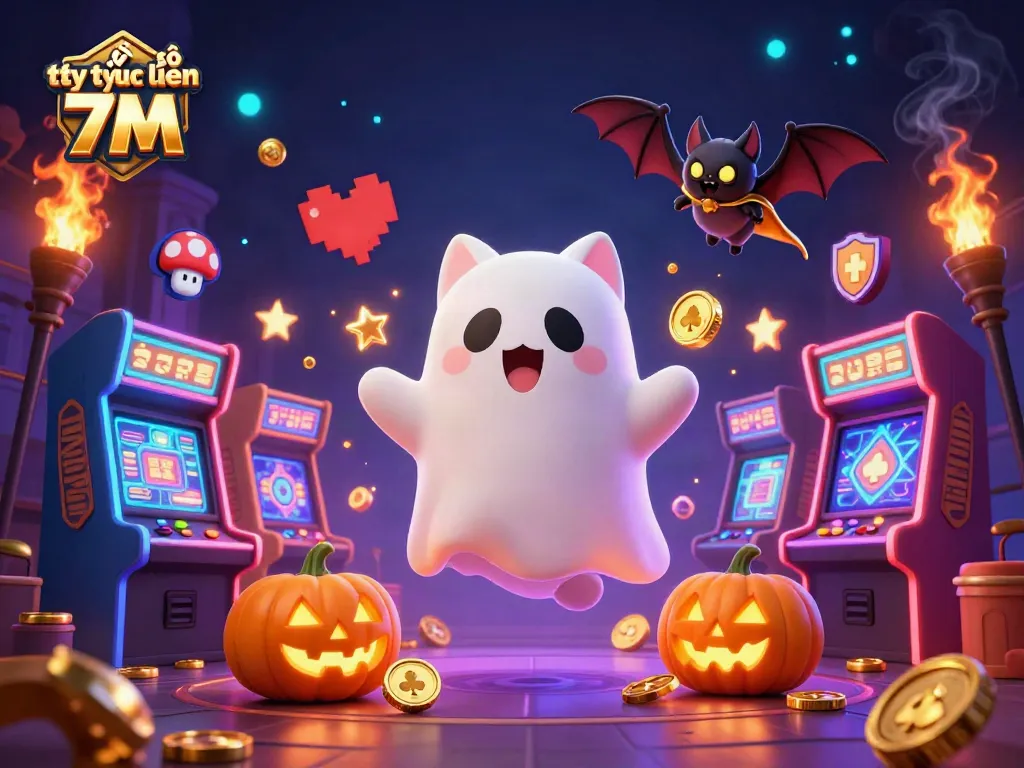 Engage with tỷ số trực tuyến 7M in a vibrant haunted casino scene featuring dynamic ghostly characters.