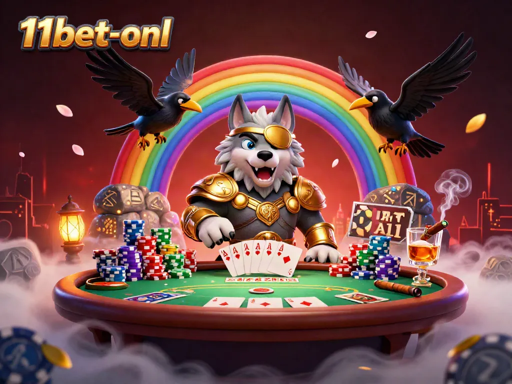 Experience the thrill of 11bet-onl with a vibrant 3D Norse-inspired casino scene.