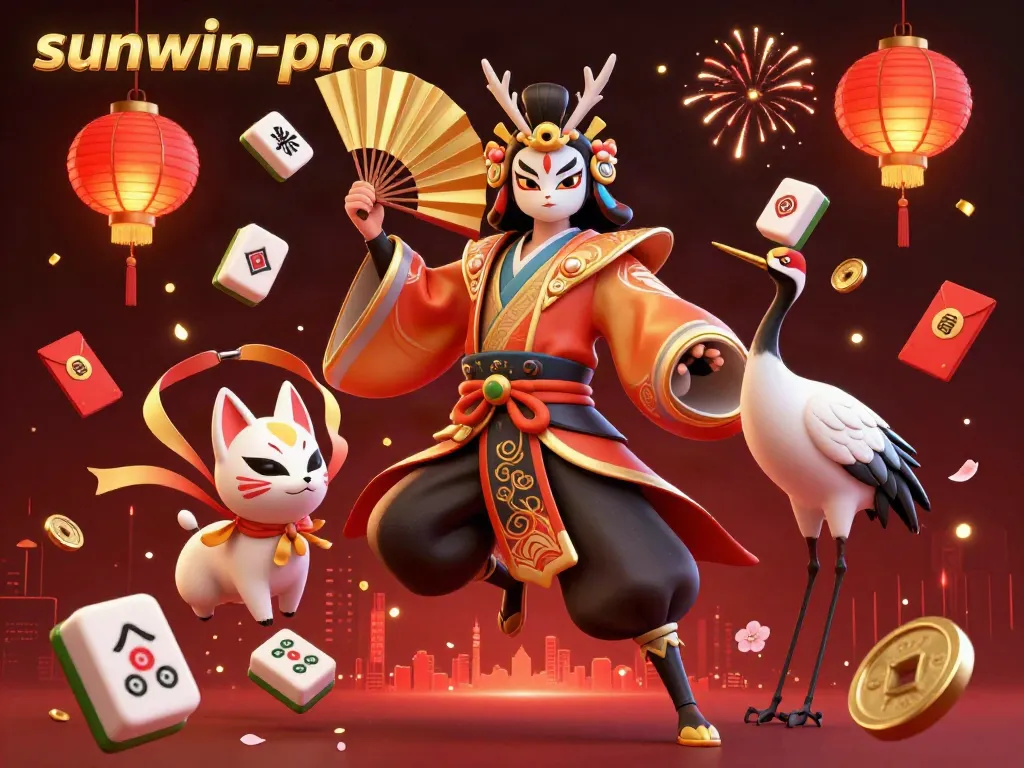 Engage with sunwin-pro's thrilling atmosphere featuring kabuki warrior and lucky symbols.