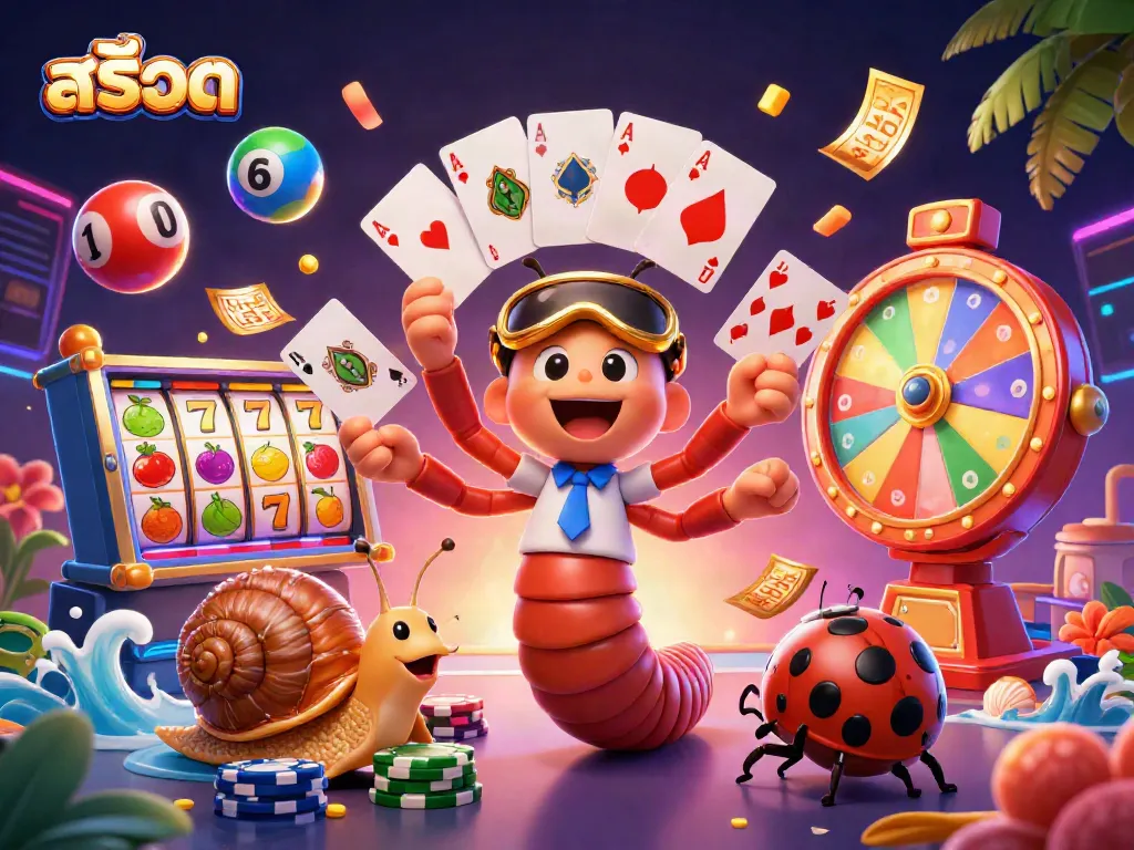 Experience thrilling สล็อต action with a colorful 3D casino scene featuring vibrant characters and elements.