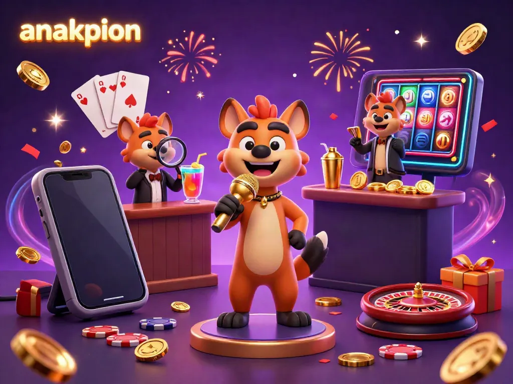 Join the fun at anakpion, a lively online casino featuring cartoon hyenas, exciting games, and festive celebrations.