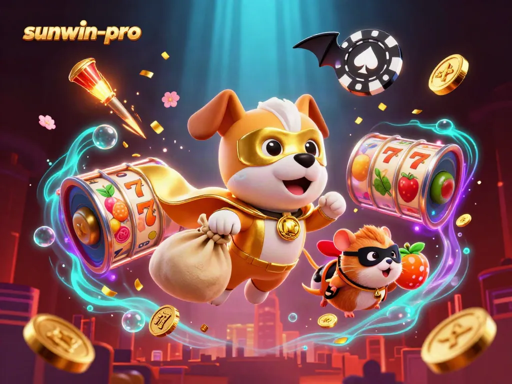 Experience exciting gameplay with sunwin-pro in this dynamic casino-themed illustration.