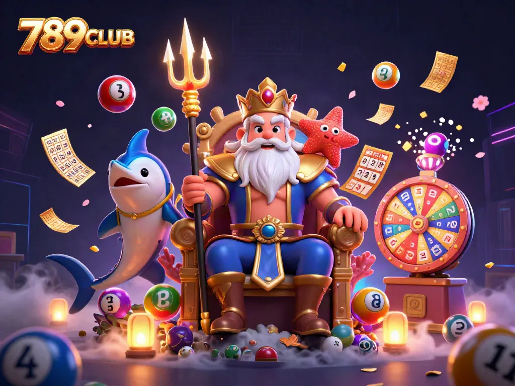 Engage with 789CLUB's thrilling lottery experience depicted in a vibrant 3D illustration.